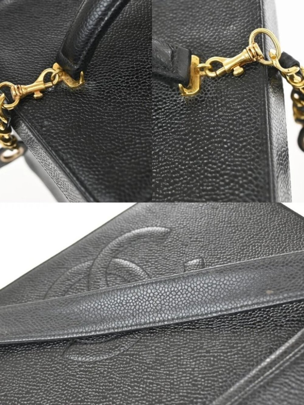 CHANEL CC Logo 2Way Vanity Bag Box Grained Calfskin Leather BK Vintage - Picture 10 of 16